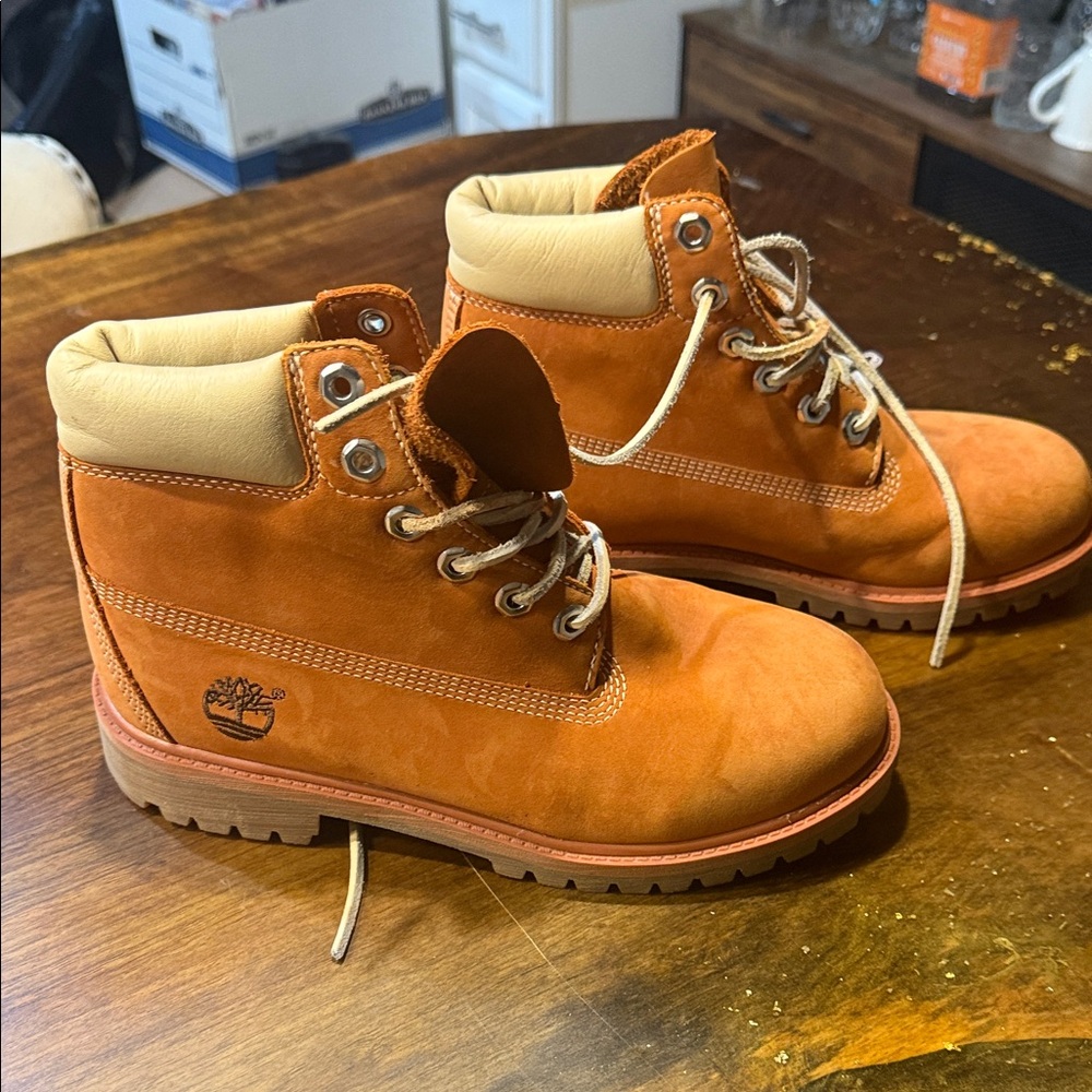 Timberland Orange and Tan Boots